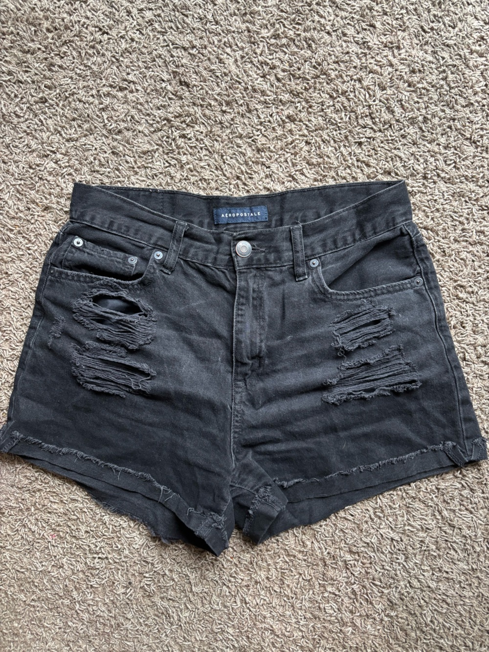 Aeropostale Black Ripped Women's Denim Shorts